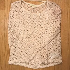 Cream lace see through long sleeve top